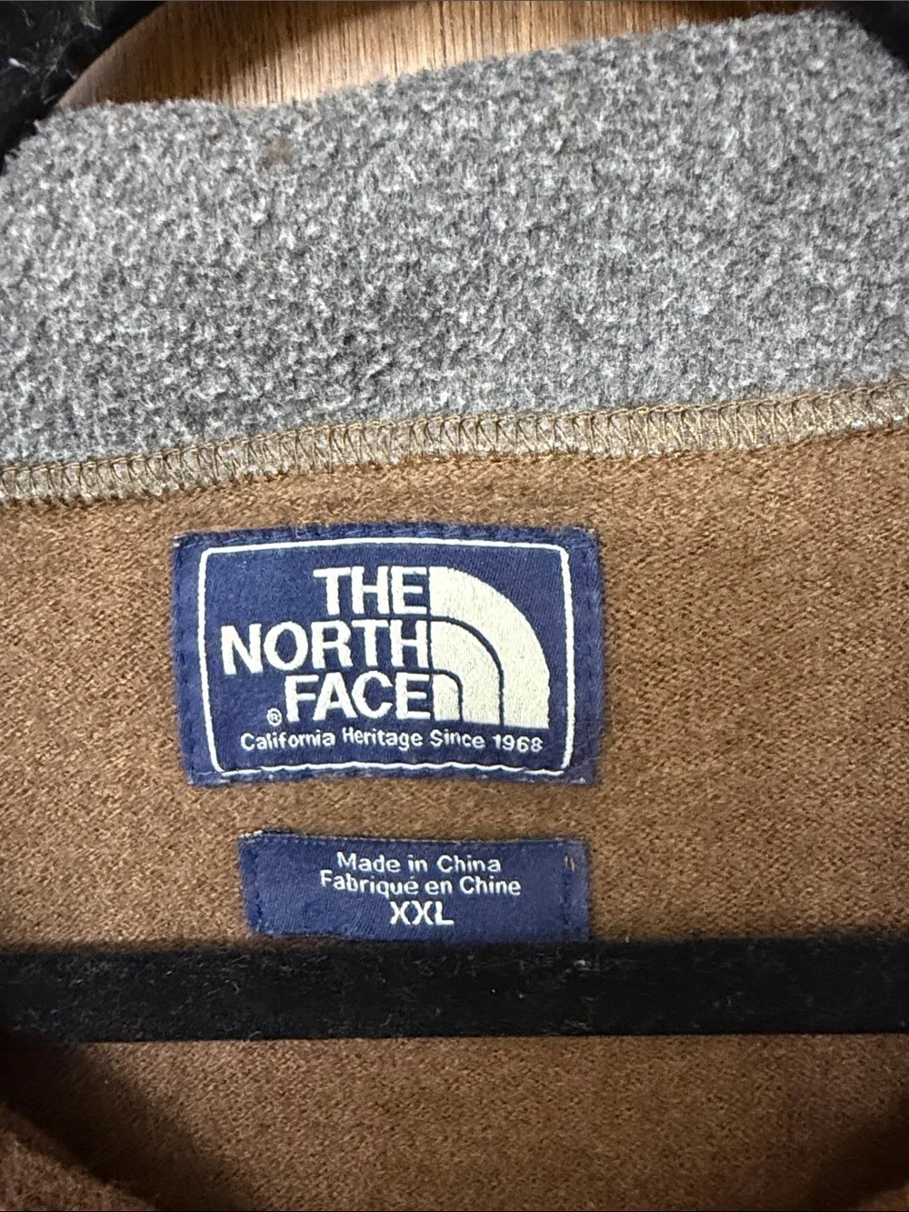 The North Face Men's Brown Half-Zip Sweater with Gray Collar